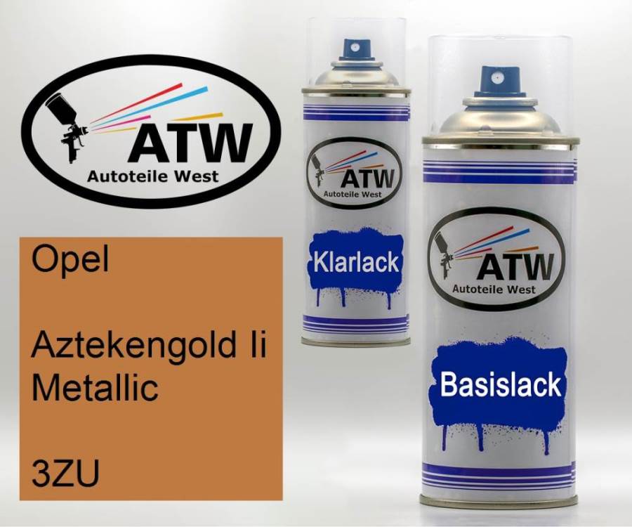 Opel, Aztekengold Ii Metallic, 3ZU: 400ml Sprühdose + 400ml Klarlack - Set, von ATW Autoteile West.